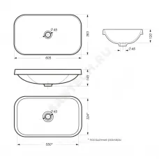 Умывальник врезной Infinity 60 без отверстия под смеситель белый Sanita Luxe WB.IN/Infinity/60-N/WHT.G/S1