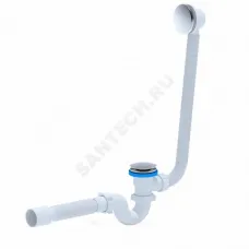 Слив-перелив для ванны трубный автоматический 1 1/2"x40 с гофрой 40х50 слив клапан "клик-клак" (грибок), пробка D=68мм АНИ Пласт EC155G