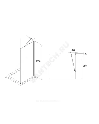 Стенка душевая Capital 900х1950мм прозрачное стекло профиль хром Roca M4409012M