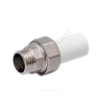 Муфта трубная PP-R комбинированная разъемная белая Дн 32х1 1/4" Ру25 наруж пайка/НР VALFEX 10158132