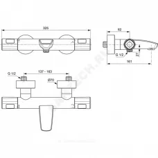 Смеситель для ванны с душем термостат CERATHERM T100 Ideal Standard A7238AA