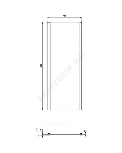 Стенка душевая CONNECT 2 боковая 800х1950мм Ideal Standard K9299V3