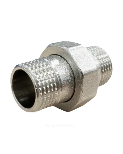 Соединитель латунь никель американка Ду 15 (1/2) прямой НР/НР SantechSystems
