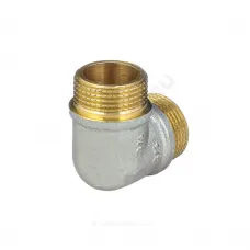 Угольник латунь никель реборда Ду 15 (1/2") НР/НР 9005 ГОСТ 32585-2013 Aquasfera 9005-01