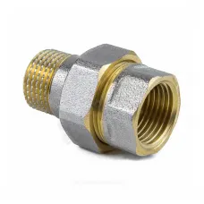 Соединитель латунь никель американка Ду 32 (1 1/4") прямой ВР/НР 9013 ГОСТ 32585-2013 Aquasfera 9013-04
