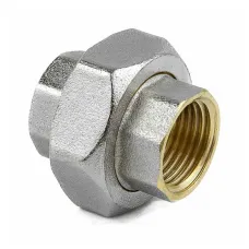 Соединитель латунь никель американка Ду 32 (1 1/4") прямой ВР/ВР 9012 ГОСТ 32585-2013 Aquasfera 9012-04