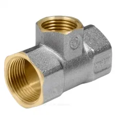 Тройник латунь никель переходной Ду 20х15х20 (3/4"х1/2"х3/4") ВР/ВР 9008 ГОСТ 32585-2013 Aquasfera 9008-01