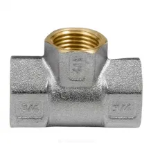 Тройник латунь никель переходной Ду 20х15х20 (3/4"х1/2"х3/4") ВР/ВР 9008 ГОСТ 32585-2013 Aquasfera 9008-01