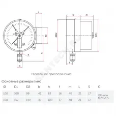 Манометр сигнализирующий ТМ-510Р.05 радиальный Дк100мм 0-0,6 МПа кл.1,5 G1/2" исполнение 5 с электроконтактной приставкой Росма 00000007334