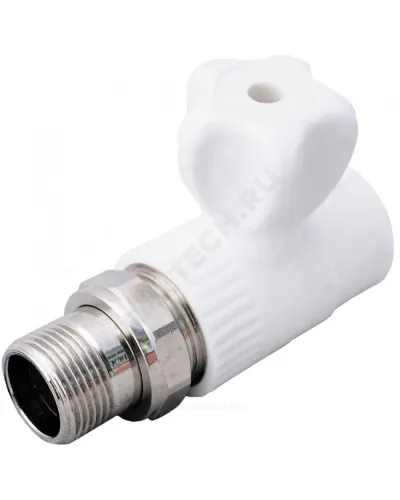 Кран шаровой PP-R белый Дн 25х1/2 НР прямой для радиатора VALFEX 10149125