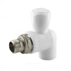 Кран шаровой PP-R белый Дн 20х1/2" НР угловой для радиатора RTP (РосТурПласт) 27807