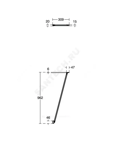 Опора крепежная Silk Black угловая для CONNECT 2 Wetroom panel 1000 мм Ideal Standard K9381V3