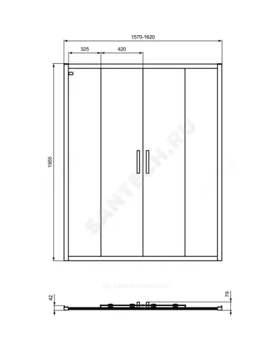 Дверь душевая CONNECT 2 1600х1950мм Ideal Standard K9282V3
