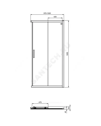 Дверь душевая CONNECT 2 Corner Square/Rectangular 1000 мм Ideal Standard K9262V3