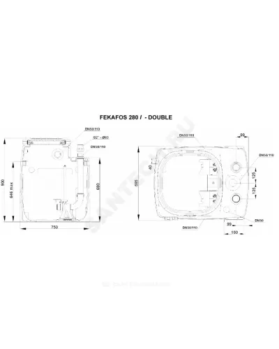 Ёмкость для КНС FEKAFOS DOUBLE 280 л 2 DAB 60163426