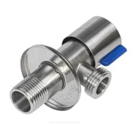 Кран нерж бытовой угловой G1/2" Ру10 НР флажок керамическая кран-букса с отражателем RM-L ATS-1212