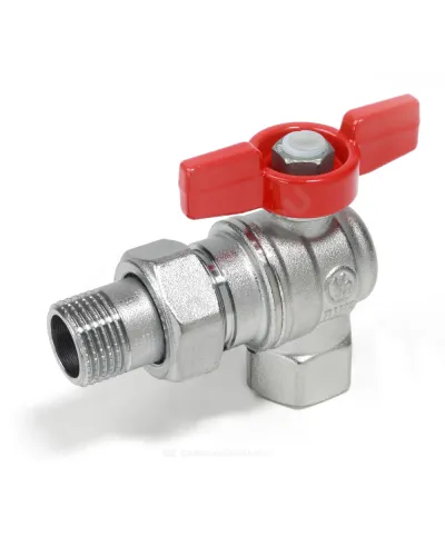 Кран шаровой латунь хром угловой R789 Ду 15 Ру16 ВР/американка полнопроходной бабочка красная Giacomini R789X003