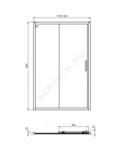 Дверь душевая CONNECT 2 Sliding door 1300х1950 мм Ideal Standard K968501
