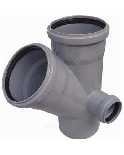 Крестовина PP-H 2-плоскостная правая серая Дн 110х110х50х45гр б/нап в/к RTP (РосТурПласт) 36538