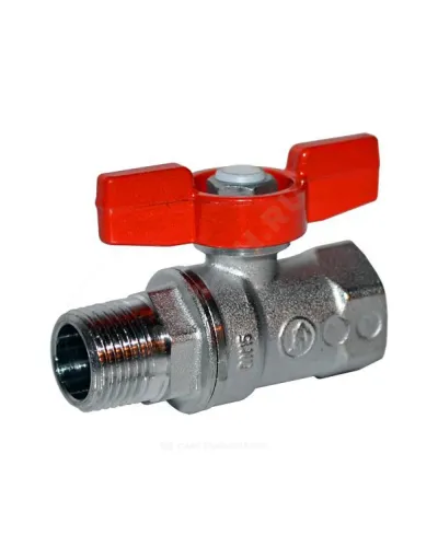 Кран шаровой латунь хром R254D Ду 15 Ру42 ВР/НР бабочка красная Giacomini R254X003