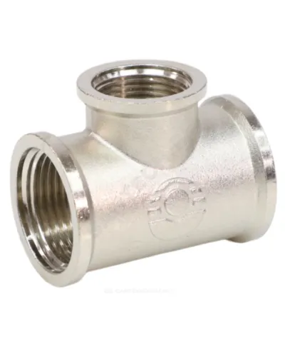 Тройник латунь никель переходной Ду 15х20х15 (1/2х3/4х1/2) ВР VALFEX VF.750.N.012.034.012