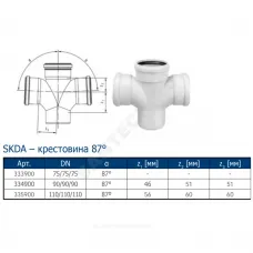 Крестовина PP-MD 1-плоскостная бесшумная светло-серая Skolan Safe SKDA Дн 110х110х110х87гр (DN110х110х110) б/нап в/к Ostendorf 335900