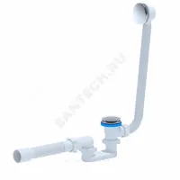 Слив-перелив для ванны плоский автоматический 1 1/2"x40 с гофрой 40х50 слив клапан "клик-клак" (грибок), пробка D=68мм АНИ Пласт EC055G