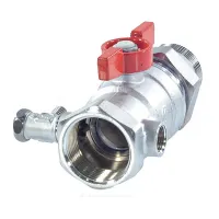 Кран шаровой латунь со спускником R259DS хром Ду 15х20 Ру42 ВР/"американка" 1/2"x3/4" бабочка красная переходной со спускником Giacomini R259SX004