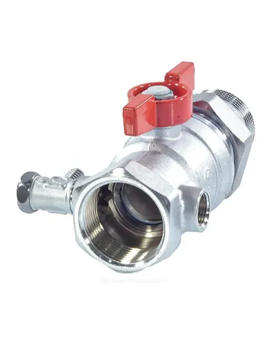 Кран шаровой латунь со спускником R259DS хром Ду 15х20 Ру42 ВР/американка 1/2x3/4 бабочка красная переходной со спускником Giacomini R259SX004