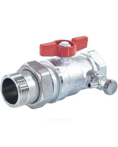 Кран шаровой латунь со спускником R259DS хром Ду 15х20 Ру42 ВР/американка 1/2x3/4 бабочка красная переходной со спускником Giacomini R259SX004