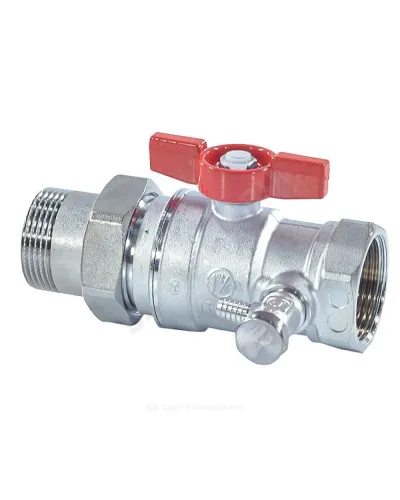 Кран шаровой латунь со спускником R259DS хром Ду 15х20 Ру42 ВР/американка 1/2x3/4 бабочка красная переходной со спускником Giacomini R259SX004