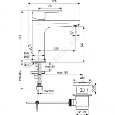 Промо-комплект для ванны с душем CERATHERM T100 Ideal Standard BC985AA