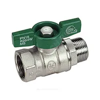 Кран шаровой латунь хром R254W Ду 15 Ру42 ВР/НР бабочка зеленая Giacomini R254WX023
