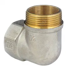 Угольник латунь никель реборда Ду 15 (1/2") ВР/НР 9006 ГОСТ 32585-2013 Aquasfera 9006-01