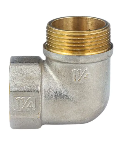 Угольник латунь никель реборда Ду 20 (3/4) ВР/НР 9006 ГОСТ 32585-2013 Aquasfera 9006-02