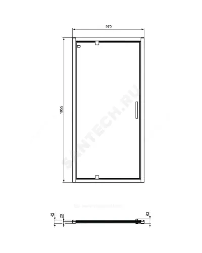 Дверь душевая CONNECT 2 PV Pivot 1000 мм Ideal Standard K9272V3