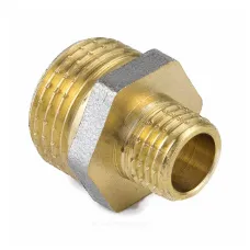 Ниппель латунь никель переходной Ду 15х10 (1/2"х3/8") НР 9023 ГОСТ 32585-2013 Aquasfera 9023-02
