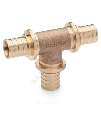 Тройник для PE-X труб аксиальный бронза Дн 20х20х20 RAUTITAN PLATINUM RX Rehau 13777261001