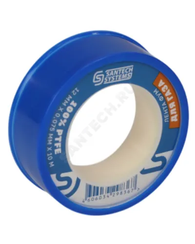 Лента ФУМ PTFE 12ммх0,075ммх10м катушка среда: газ SantechSystems