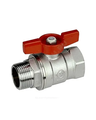 Кран шаровой латунь хром R254D Ду 10 Ру42 ВР/НР бабочка красная Giacomini R254X002