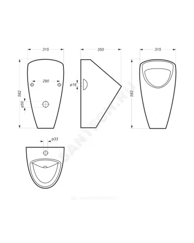 Писсуар настенный Long белый Sanita Luxe PS/Long/Mech/WHT.G/S1