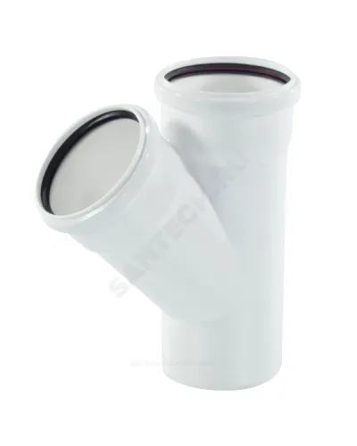Тройник PP-H переходной бесшумный белый RAUPIANO PLUS Дн 110х50х45гр б/нап в/к Rehau 11213041001