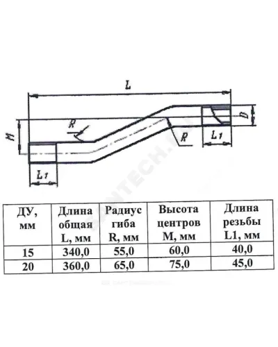 Отступ оц Ду 15 L=340мм резьба из труб по ГОСТ 3262-75 КАЗ