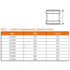 Муфта НПВХ ремонтная коричневая Дн 110 б/нап в/к KGU Ostendorf 220500