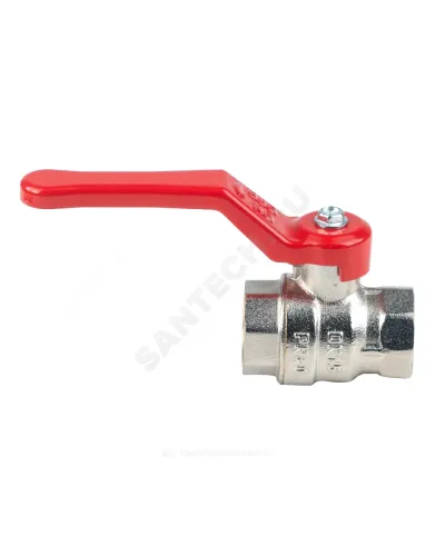 Кран шаровой латунь никель Эксперт Ду 25 Ру40 ВР полнопроходной рычаг красный Dist Н113Р