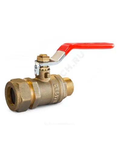 Кран шаровой латунь Ду 15х1/2 Ру50 НР/обжим рычаг красный STAHLMANN SVLM1501/2NEF