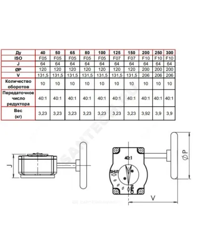 Редуктор четвертьоборотный VPNREDUCT F05 IP66 для затвора Ду 40-100 Tecofi VPNREDUCT-F05