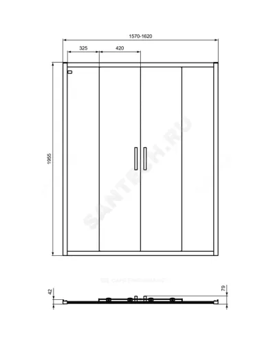 Дверь душевая CONNECT 2 Sliding door 1600х1950 мм Ideal Standard K968801