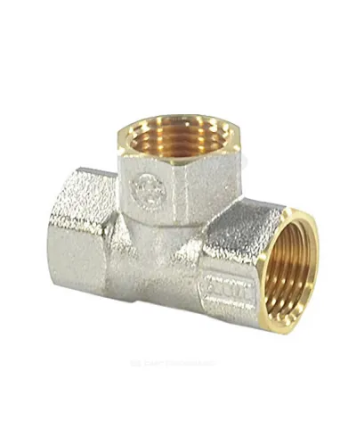 Тройник латунь никель Ду 20 (3/4) ВР/ВР 9007 ГОСТ 32585-2013 Aquasfera 9007-02