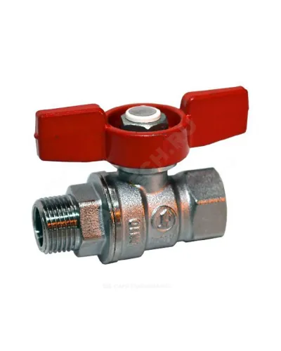 Кран шаровой латунь хром R254D Ду 10 Ру42 ВР/НР бабочка красная Giacomini R254X002